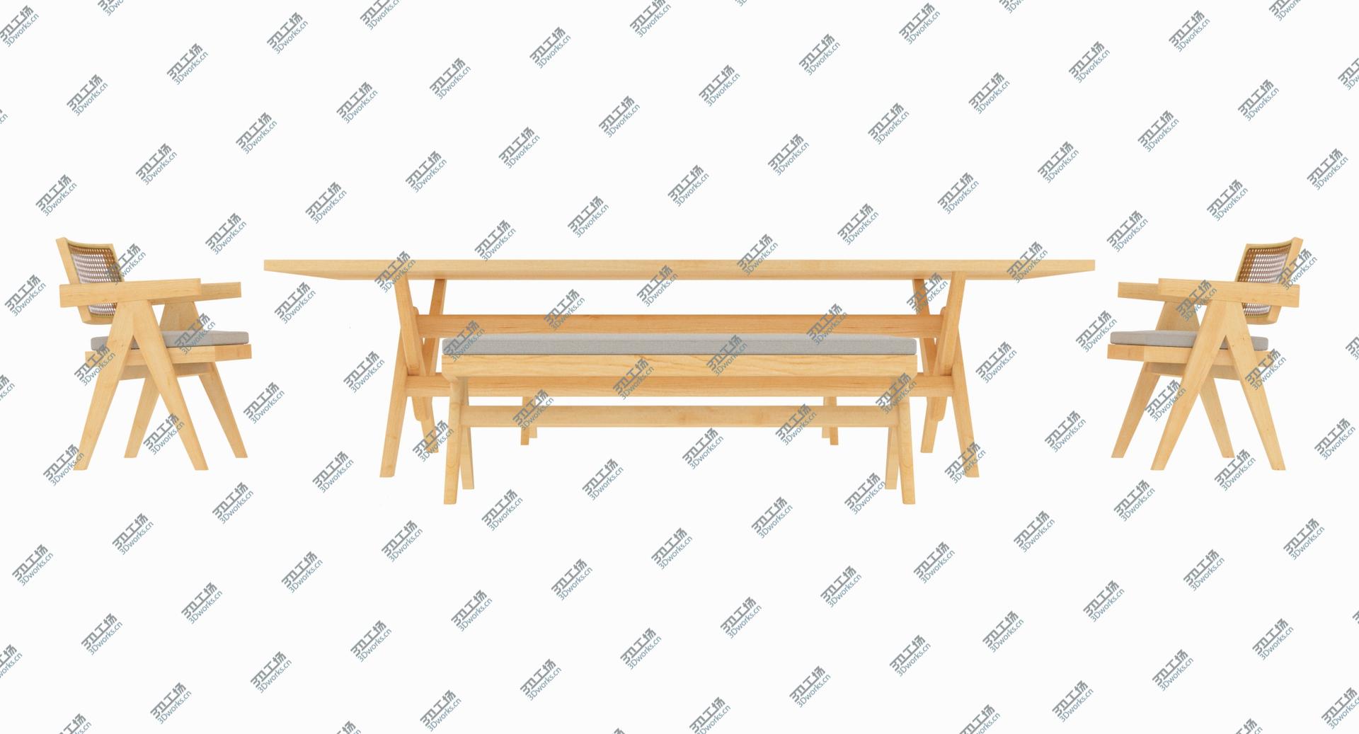 images/goods_img/202105073/Cassina Jeanneret Capitol Complex Table with Office Chair and Clear Civil Bench with Cushions Set 3D model/3.jpg